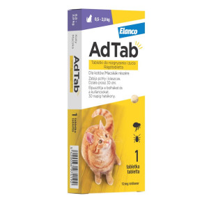 AdTabâ„¢ tabletka do rozgryzania i Å¼ucia przeciw pchÅ‚om i kleszczom dla kotÃ³w - 1szt.,12 mg, dla kotÃ³w o wadze 0.5 - 2 kg