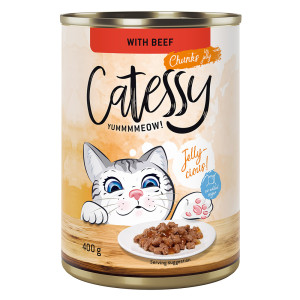Pakiet Catessy Kawałeczki w sosie i galarecie, 24 x 400 g - Z wołowiną w galarecie