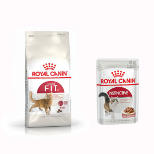 Małe opakowanie Royal Canin Special Care + 12 x 85 g karma mokra Royal Canin - Fit 32, 4 kg + Instinctive w sosie, 12 x 85 g