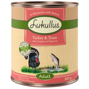 Lukullus Naturkost Adult, 6 x 800 g  - Indyk i pstrąg (bez zbóż)
