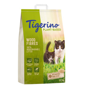 Tigerino Plant-Based, żwirek na bazie drewna - zapach drewna, nieperfumowany - 25 l (10,3 kg)