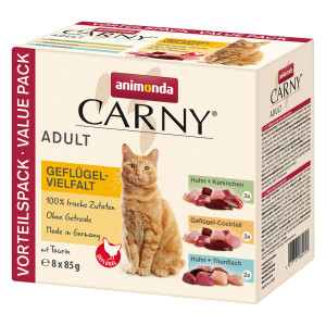 Pakiet próbny animonda Carny, 8 x 85 g - Drób, 3 smaki