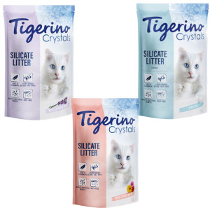 Pakiet próbny Tigerino Crystals, żwirek dla kota - różne rodzaje - 3 różne rodzaje, 3 x 5 l (Classic, Lavender, Flower Power)