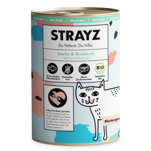 STRAYZ BIO Cat, 6 x 400 g - Biołosoś i biobrokuły