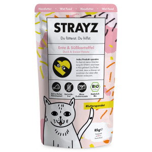 Ekonomiczne opakowanie STRAYZ Saszetka bio 12 x 85 g - Bio kaczka i bio słodkie bataty
