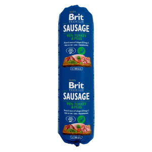 Brit Premium Sausage, 12 x 800 g - Indyk z groszkiem