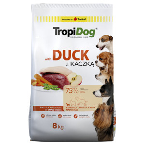 Tropidog Premium Adult Small, kaczka i ryż - 2 x 8 kg