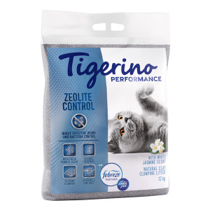 Tigerino Performance Zeolite Control żwirek dla kota - Ambi Pur zapach kwiatów jaśminu - 12 kg