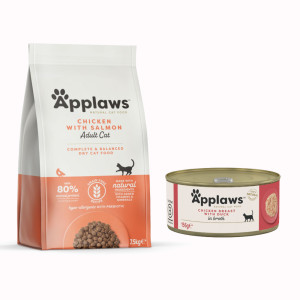 Zestaw Applaws Adult/Senior 6 kg / 7,5 kg + Applaws w bulionie 6 x 156 g w super cenie! - Adult z kurczakiem i łososiem, 7,5 kg + Pierś z kurczaka z kaczką, 6 x 156g