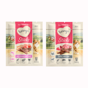 Mieszany pakiet próbny Feringa Sticks - Łosoś i pstrąg (6 x 6 g) + indyk i jagnięcina (3 x 6 g)