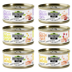 Greenwoods Delight, pakiet mieszany z drobiem, 6 x 70 g - Pakiet mieszany: 4 smaki