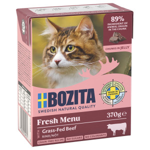 6x370g Bitar i Gelé Nötfärs Bozita Kattmat