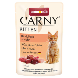 Megapakiet animonda Carny Kitten, 24 x 85 g - Wołowina i cielęcina z kurczakiem
