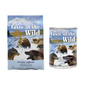 Mieszane żywienie: 12,2 kg Taste of the Wild + 6 x 390 g Taste of the Wild karma mokra! - Pacific Stream, 12,2 kg + Pacific Stream, 6 x 390 g