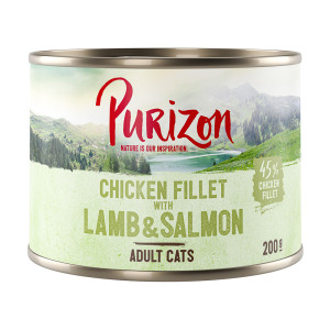 Purizon Adult, 6 x 200 g, bez zbóż - Filet z kurczaka z łososiem i jagnięciną