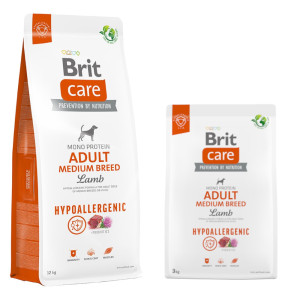 Brit Care Dog Hypoallergenic Adult Medium Breed, jagnięcina i ryż - 12 kg