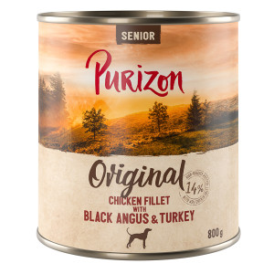 Purizon Original, 12 x 800 g  - Senior: Filet z kurczaka z wołowiną Black Angus