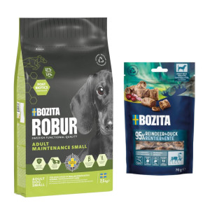 7,5 kg / 12 kg Bozita Robur + Bozita Meaty Bites, renifer i kaczka, 2 x 70 g gratis! - Adult Maintenance Mini, kurczak, 7,5 kg