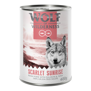 Wolf of Wilderness "Red Meat", 6 x 400 g - Scarlet Sunrise: Wieprzowina z łososiem i tuńczykiem