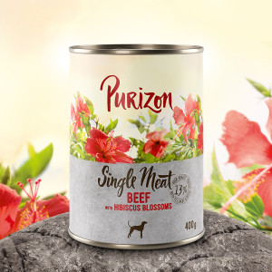 Karmy Purizon w opakowaniach próbnych! - Nowość: Karma mokra Single Meat, wołowina z kwiatami hibiskusa, 400 g