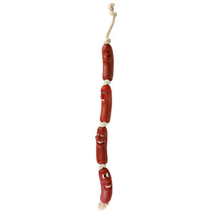 Trixie winylowy łańcuszek z kiełbaskami z sznurkiem - Dł. 75 cm