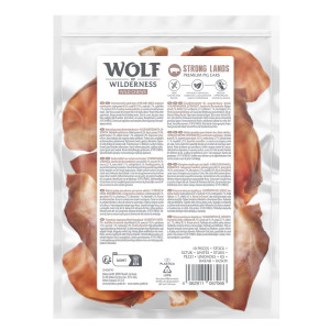Wolf of Wilderness Premium uszy wieprzowe "Strong Lands" - 10 szt.