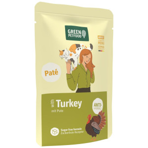 Green Petfood Adult Paté, 8 x 85 g - Indyk - Anti-Hairball
