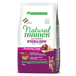 Natural Trainer Sterilised, z surową szynką - 1,5 kg