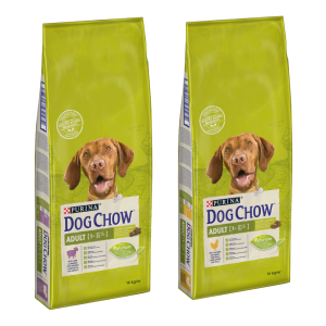 Dwupak PURINA Dog Chow, 2 x 14 kg - Pakiet mieszany, Adult Lamb & Rice + Adult Chicken