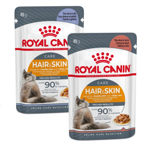 Pakiet mieszany Royal Canin, 24 x 85  g - Hair & Skin Care w sosie i galarecie