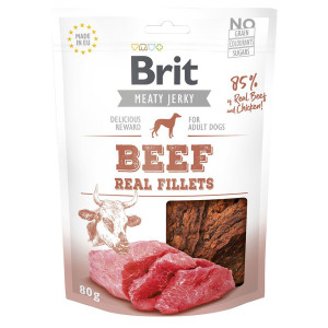 Brit Jerky, filety z wołowiną - 3 x 80 g