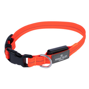 Nomad Tales Spirit USB LED nylonowa obroża, pomarańczowa - Rozmiar M: Obwód szyi 36-51 cm