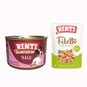 RINTI: Gold, 12 x 185 g + Filetto w galarecie, kaczka z warzywami, 100 g gratis!  - Kawałki cielęciny