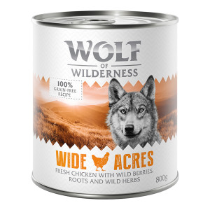 Megapakiet Wolf of Wilderness Monoprotein Adult, 24 x 800 g - Wide Acres, kurczak
