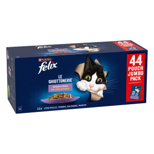 Megapakiet Felix w galarecie, "so gut wie es aussieht", 44 x 85 g - Kurczak, wołowina, tuńczyk, łosoś