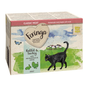 Feringa Classic Meat Menu, miseczki, 6 x 100 g - Królik i indyk z rokitnikiem i kocimiętką
