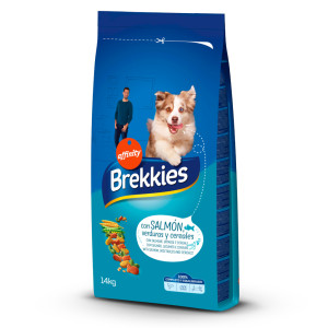 11,5 + 2,5 kg / 12 + 3 kg gratis! Brekkies, karma sucha, 14 kg / 15 kg - Dog z łososiem, 14 kg