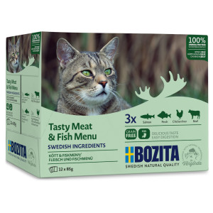 Pakiet mieszany Bozita w galarecie, 12 x 85 g - Pakiet mieszany: menu rybno-mięsne (4 smaki)