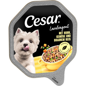 Megapakiet Cesar w tackach, 28 x 150 g - Landragout, kurczak z warzywami i brązowym ryżem