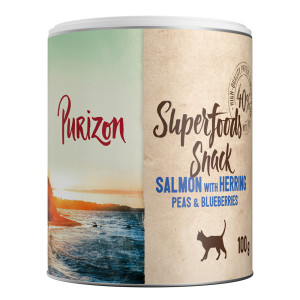 Purizon Superfoods Snack, 100 g - Łosoś ze śledziem, groszkiem i jagodami, 3 x 100 g