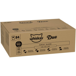 Whiskas 1+ Adult w saszetkach, 84 x 85 g - Surf and Turf Duo w galarecie