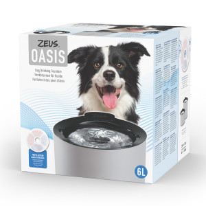 Zeus Oasis fontanna do picia, szara - 6 l