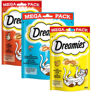 6x180g Ost, kyckling & lax Cat Treats Dreamies kattgodis