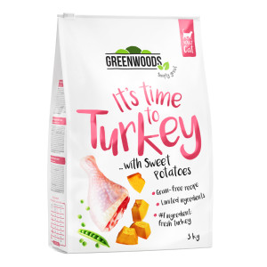 Korzystny pakiet Greenwoods Adult, 3 x 3 kg - Indyk ze słodkimi ziemniakami, groszkiem i dynią