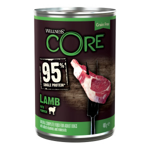 Wellness Core Adult 95% Single Protein, 6 x 400 g - Jagnięcina i dynia