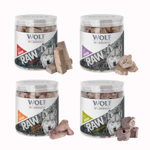 Korzystny pakiet Wolf of Wilderness - RAW liofilizowane przysmaki premium - Pakiet mieszany, 4 smaki (300 g)