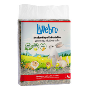 Lillebro siano łąkowe z jabłkiem, mniszkiem lekarskim lub marchewką - Siano łąkowe z mniszkiem lekarskim, 1 kg