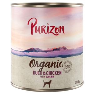Korzystny pakiet Purizon Organic, 12 x 800 g - Biokaczka i biokurczak z biocukinią