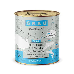 GRAU Adult, bez zbóż, 6 x 800 g - Indyk i łosoś z makrelą