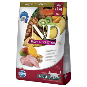 N&D Cat Tropical Selection, kurczak - 2 x 5 kg (4 + 1 kg)
